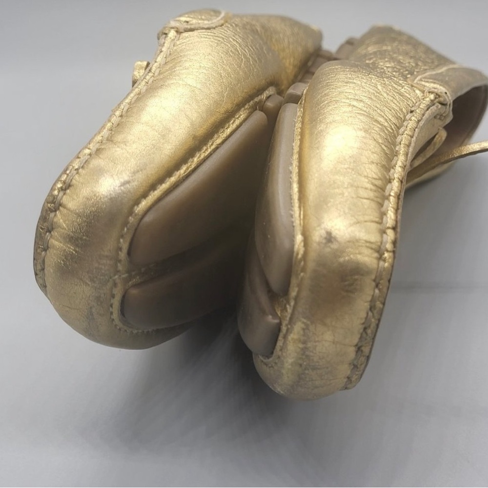 Prada Gold leather Logo driving loafers authentic - Picture 5 of 10